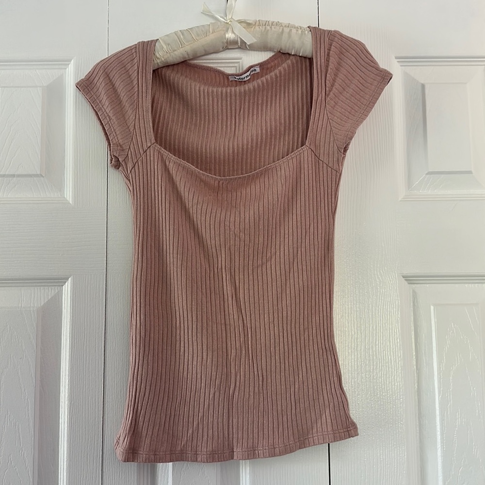 Reformation Short Sleeved Square Neck Top